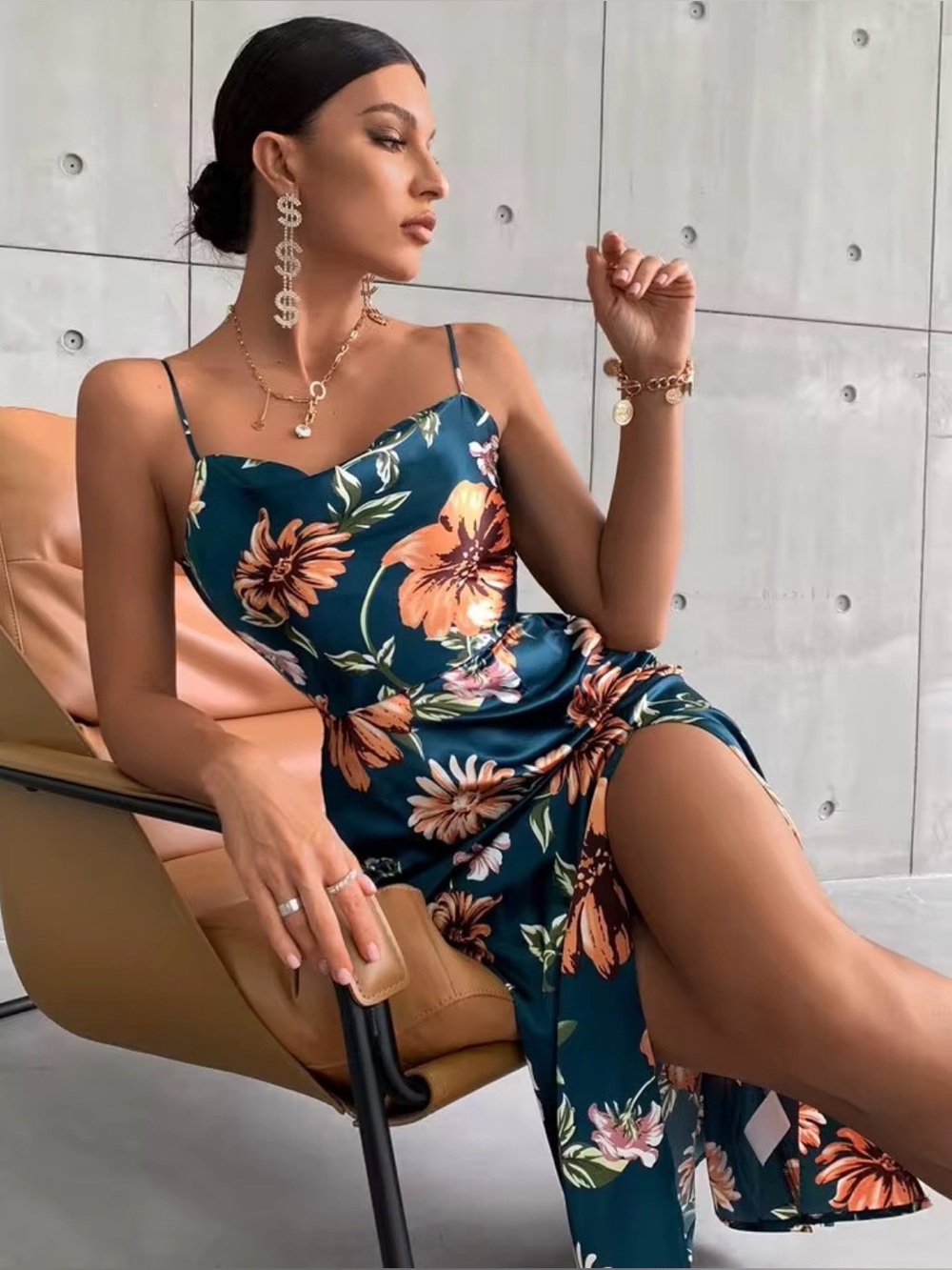 Green floral dress, perfect for wedding guests